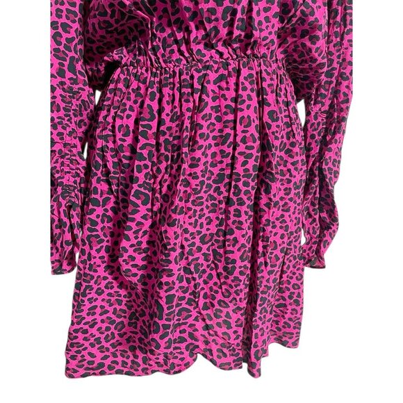Zadig & Voltaire Size Small Dress Long Sleeve Faux Wrap Animal Print Pink Black - Picture 5 of 11